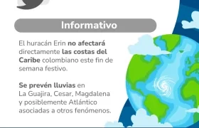 Huracán Eric no afectará territorio nacional.