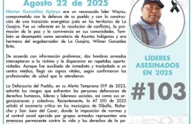 Héctor González Epieyu es líder 103 asesinados este año en Colombia. 