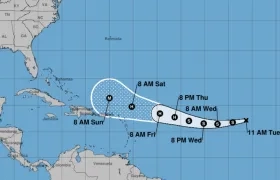 Trayectoria e intensidad que tendrá la tormenta en el Océano Atlántico. 
