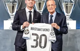 Franco Mastantuono y Florentino Pérez.