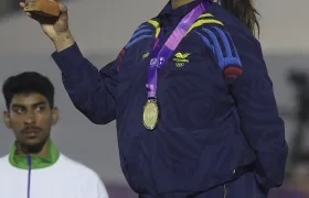 La atlanticense Valentina Barrios, lanzadora de jabalina. 