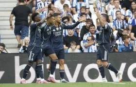 Jugadores del Real Madrid celebrando uno de los goles.