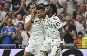Kylian Mbappé celebrando su gol.