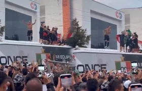 Jugadores de Once Caldas celebrando antes de tiempo.