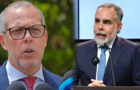 El precandidato Alfredo Saade y el ministro del Interior, Armando Benedetti. 