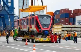 Primer tren de la Línea 1 del Metro de Bogotá. 