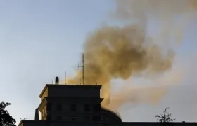Edificio alcanzado por un dron ruso en Kiev durante la peor ofensiva de Rusia con ese tipo de artefactos en Ucrania.