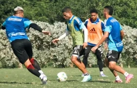 José Enamorado en una práctica de Junior con miras al partido contra La Equidad.