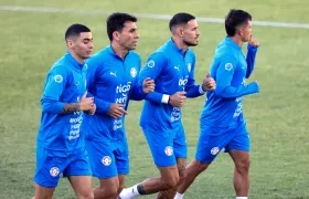 Miguel Almirón, Junior Alonso, Antonio Sanabria y Andrés Cubas, integrantes de la selección paraguaya. 