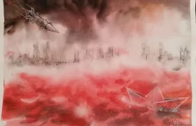 'Mar Rojo', técnica mixta, de Néstor Loaiza. 