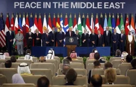 Donald Trump, da un discurso en la Cumbre para la Paz de Gaza en Sharm el Sheij, Egipto