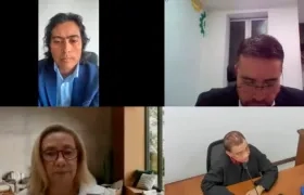 Nicolás Petro y la Fiscal Lucy Laborde, durante una audiencia.