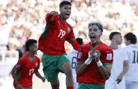 Yassir Zabiri, de Marruecos, celebra un gol en un partido de cuartos de final de la Copa Mundial Sub-20.