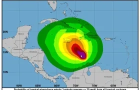 Área de influencia de la tormenta tropical Melissa en el Mar Caribe. 
