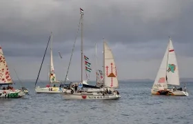 Barcos de la Flotilla Sumud en aguas internacionales.