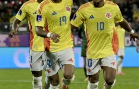 Neiser Villarreal, Kéner González y Óscar Perea, jugadores de la Selección Colombia sub-20.