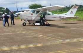 Avioneta en la que viajaban los funcionarios antes del accidente. 