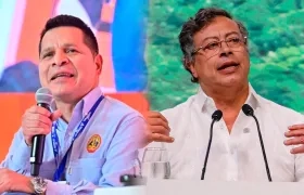 El presidente de la USO, César Loza y el Presidente Gustavo Petro.