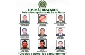 Cartel de los más buscados en Santa Marta. 