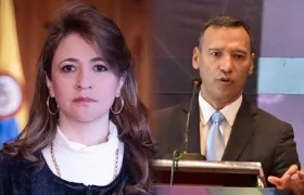Magistrada Cristina Lombana y Pedro Sánchez, ministro de Defensa.