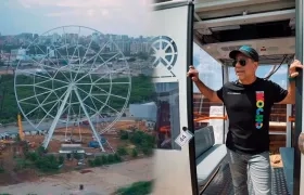 La 'Luna del Río' y el Alcalde Alex Char en una de las cabinas.