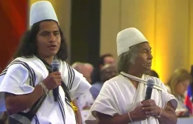 El acto tradicional encabezado por el mamo Arhuaco Kuncha, máxima autoridad espiritual de la comunidad indígena de la Sierra Nevada.