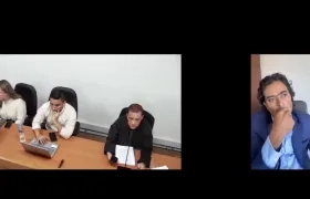 Nicolás Petro conectado de manera virtual en la audiencia de este martes. 