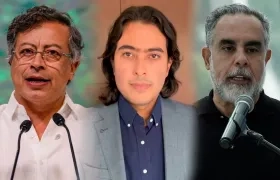 Presidente Gustavo Petro, su hijo Nicolás Petro y el ministro del Interior Armando Benedetti. 