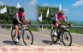 Carol Nobmann y César Penagos, ciclistas locales que lograron el podio en sus categorias del Giro de Rigo.