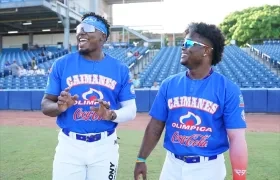 Jesús Marriaga y Dilson Herrera, peloteros de los Caimanes. 