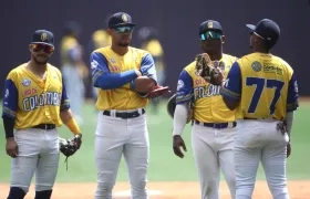 Francisco Acuña, Fabián Pertuz, Dilson Herrera y Dayan Frías, integrantes de la Seleccion Colombia de béisbol. 