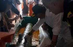 Presidente Gustavo Petro en el rescate de las piezas del Galeón San José.