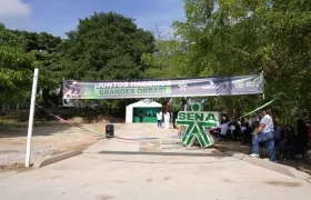 Obra de placa huella construida por el Sena, en Galapa