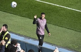 Kylian Mbappé en entrenamiento con Real Madrid.