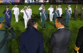 El Presidente Petro durante la ceremonia de ascensos en la Escuela Militar de Cadetes José María Córdova.
