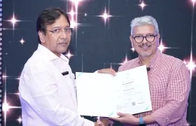 Leonel Blanco Bahoque, gerente de la Clínica del Caribe, y Simón Bolívar Meneses, director regional de Icontec. 