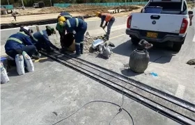 Trabajos en el puente norte-sur del intercambiador vial de la Circunvalar.