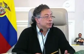 El Presidente Gustavo Petro durante el Consejo de Ministros esta noche. 