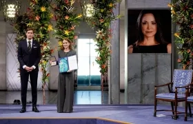 Ana Corina Sosa, hija de María Corina Machado, tras recibir el Premio Nobel de la Paz.