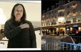 María Corina Machado desde el balcón del Gran Hotel. 