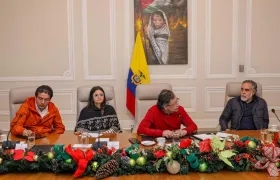Presidente Gustavo Petro y el Ministro del Interior, Armando Benedetti, durante el Consejo de Seguridad de este sábado.