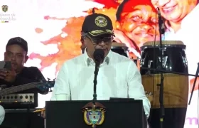 El Presidente Gustavo Petro durante su discurso este sábado en Ciénaga. 