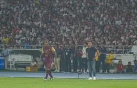 Lucas González, técnico del Tolima, durante el partido contra Junior.