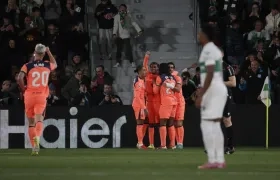 La celebración de los jugadores del Barcelona.