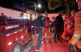 Integrantes de los Bomberos acompañan el operativo de rescate de los cuerpos del accidente aéreo. 