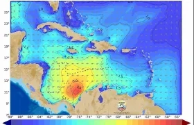 Interacción de sistemas atmosféricos en el mar Caribe.