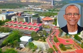 Universidad del Atlántico y el rector encargado Rafael Castillo (círculo).