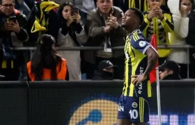 Jhon Jáder Durán tras marcar su gol ante el  Samsunspor.