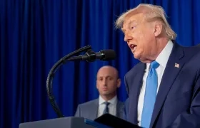 El presidente de Estados Unidos, Donald Trump, durante la rueda de prensa que concedió este sábado. 