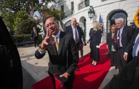 El Presidente Gustavo Petro a su salida de la Casa Blanca. 